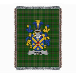 ScotsTee Shop Irish Wade Clan Coat of Arms Irish Tartan Woven Blanket