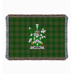 ScotsTee Shop Irish Wynne Clan Coat of Arms Irish Tartan Woven Blanket