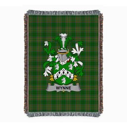 ScotsTee Shop Irish Wynne Clan Coat of Arms Irish Tartan Woven Blanket