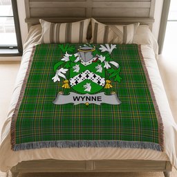 ScotsTee Shop Irish Wynne Clan Coat of Arms Irish Tartan Woven Blanket