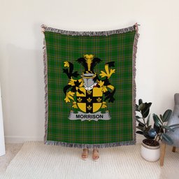 ScotsTee Shop Irish Morrison Clan Coat of Arms Irish Tartan Woven Blanket