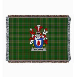 ScotsTee Shop Irish Mulrony or O'Mulroney Clan Coat of Arms Irish Tartan Woven Blanket