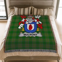 ScotsTee Shop Irish Mulrony or O'Mulroney Clan Coat of Arms Irish Tartan Woven Blanket