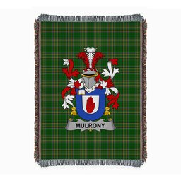 ScotsTee Shop Irish Mulrony or O'Mulroney Clan Coat of Arms Irish Tartan Woven Blanket