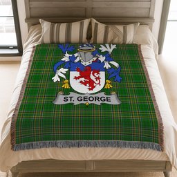 ScotsTee Shop Irish St. George Clan Coat of Arms Irish Tartan Woven Blanket