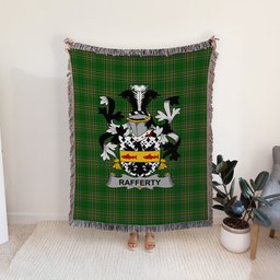 ScotsTee Shop Irish Rafferty or O'Rafferty Clan Coat of Arms Irish Tartan Woven Blanket