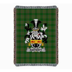 ScotsTee Shop Irish Rafferty or O'Rafferty Clan Coat of Arms Irish Tartan Woven Blanket