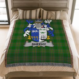 ScotsTee Shop Irish Sheehy or McSheehy Clan Coat of Arms Irish Tartan Woven Blanket