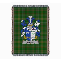 ScotsTee Shop Irish Sheehy or McSheehy Clan Coat of Arms Irish Tartan Woven Blanket