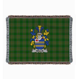 ScotsTee Shop Irish Wallis Clan Coat of Arms Irish Tartan Woven Blanket