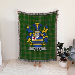 ScotsTee Shop Irish Wallis Clan Coat of Arms Irish Tartan Woven Blanket