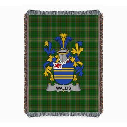 ScotsTee Shop Irish Wallis Clan Coat of Arms Irish Tartan Woven Blanket