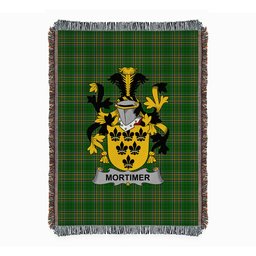 ScotsTee Shop Irish Mortimer Clan Coat of Arms Irish Tartan Woven Blanket