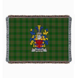 ScotsTee Shop Irish Walron Clan Coat of Arms Irish Tartan Woven Blanket
