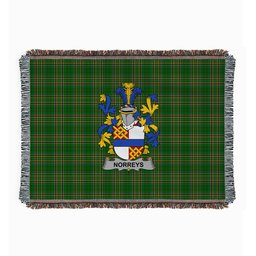 ScotsTee Shop Irish Norreys Clan Coat of Arms Irish Tartan Woven Blanket