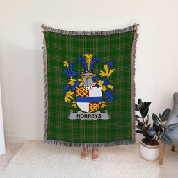 ScotsTee Shop Irish Norreys Clan Coat of Arms Irish Tartan Woven Blanket