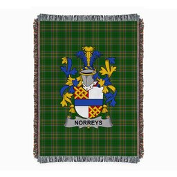 ScotsTee Shop Irish Norreys Clan Coat of Arms Irish Tartan Woven Blanket
