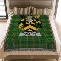 ScotsTee Shop Irish Palfrey Clan Coat of Arms Irish Tartan Woven Blanket