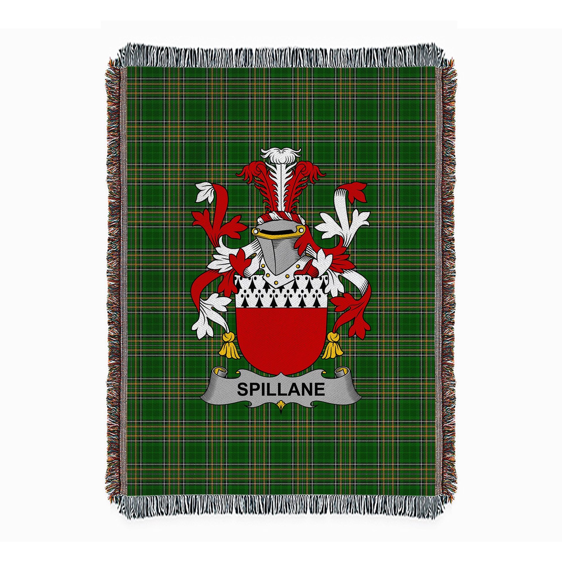 ScotsTee Shop Irish Spillane or O'Spillane Clan Coat of Arms Irish Tartan Woven Blanket