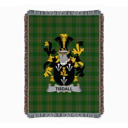 ScotsTee Shop Irish Tisdall or Tisdale Clan Coat of Arms Irish Tartan Woven Blanket