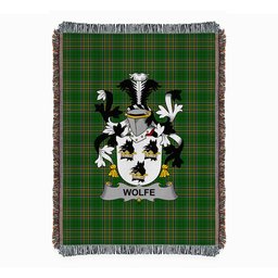 ScotsTee Shop Irish Wolfe Clan Coat of Arms Irish Tartan Woven Blanket
