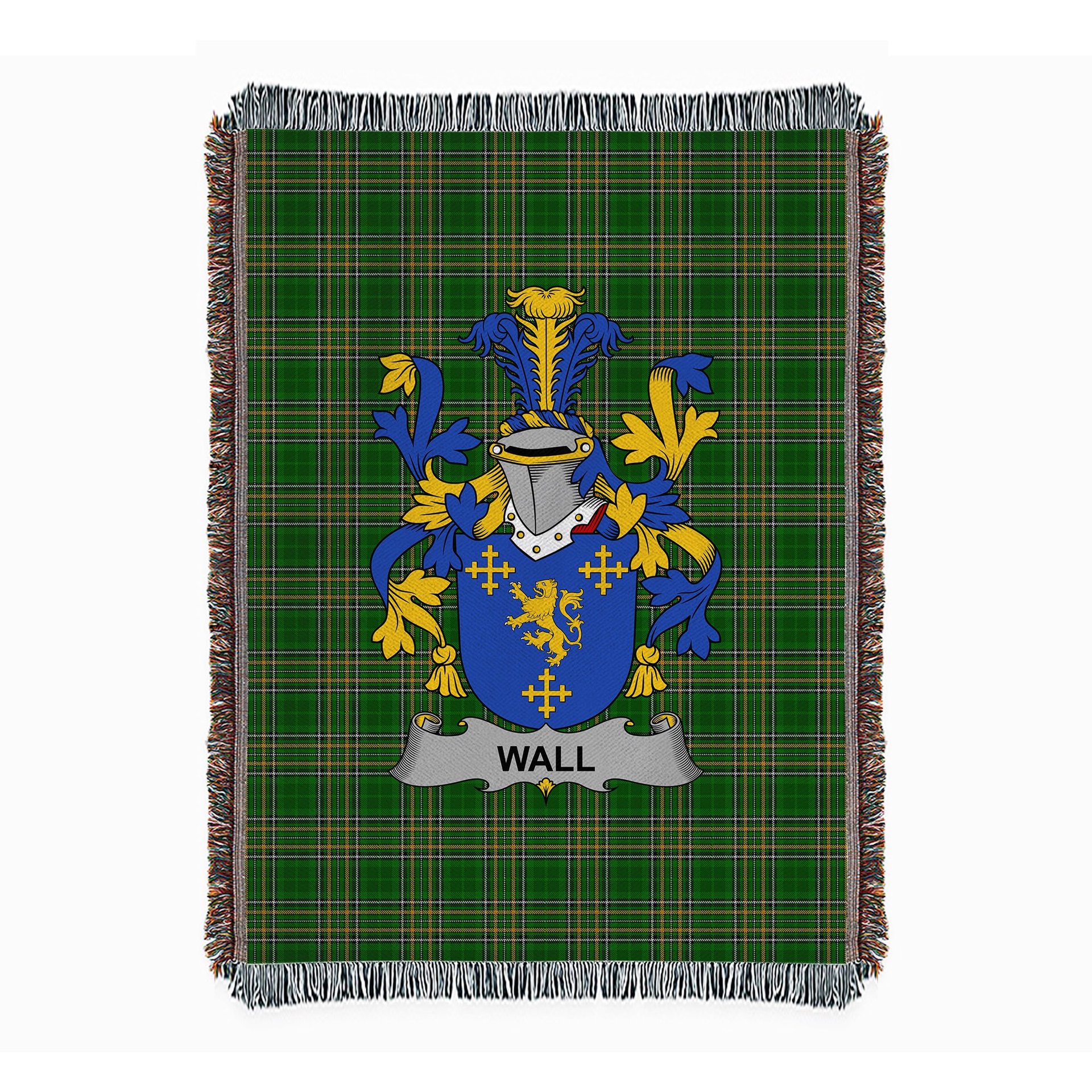 ScotsTee Shop Irish Wall Clan Coat of Arms Irish Tartan Woven Blanket