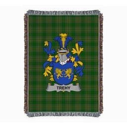 ScotsTee Shop Irish Trehy or O'Trehy Clan Coat of Arms Irish Tartan Woven Blanket