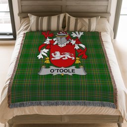 ScotsTee Shop Irish Toole or O'Toole Clan Coat of Arms Irish Tartan Woven Blanket