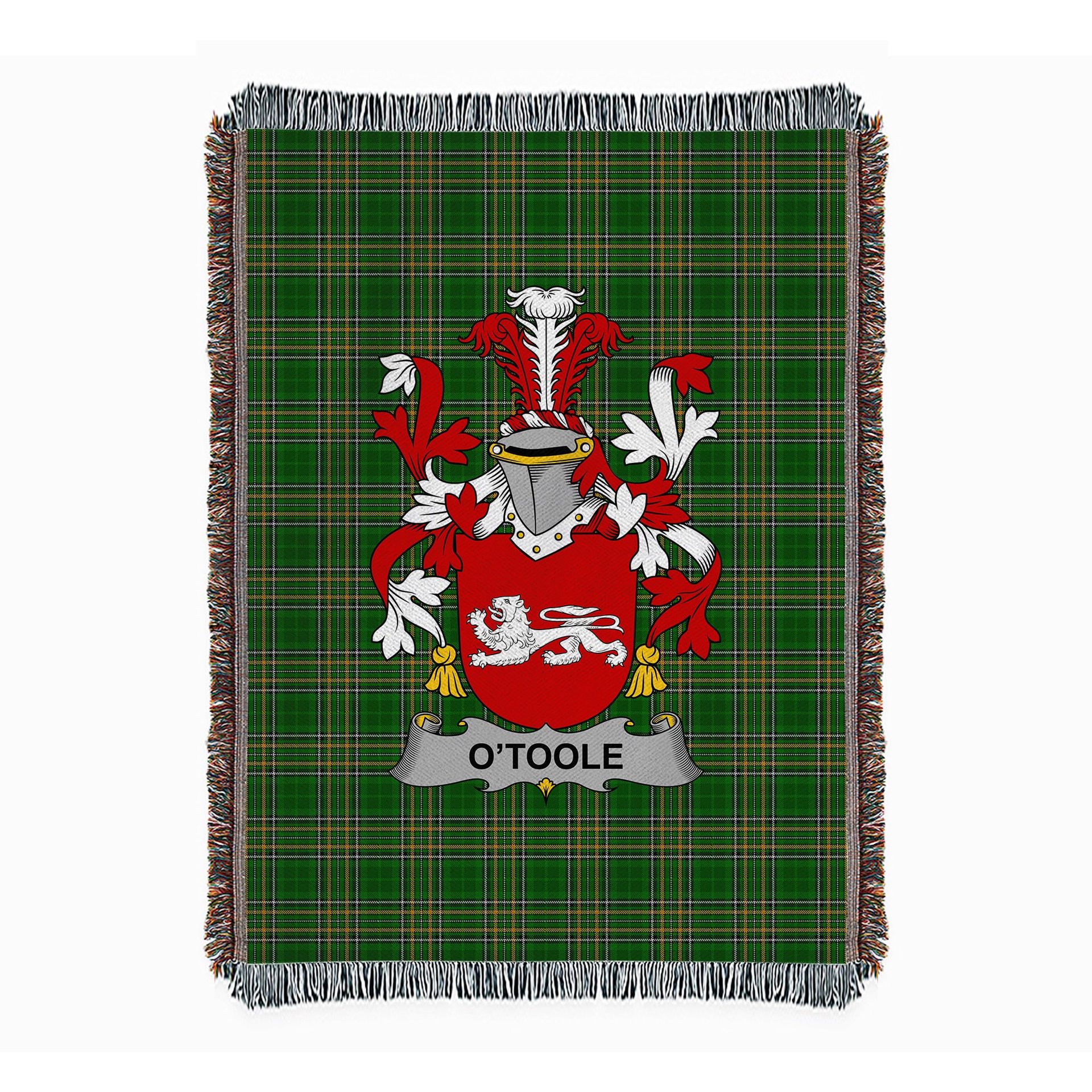 ScotsTee Shop Irish Toole or O'Toole Clan Coat of Arms Irish Tartan Woven Blanket