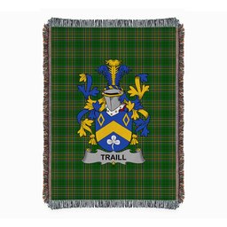 ScotsTee Shop Irish Traill or Trayle Clan Coat of Arms Irish Tartan Woven Blanket