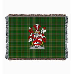 ScotsTee Shop Irish Wad Clan Coat of Arms Irish Tartan Woven Blanket