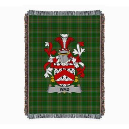 ScotsTee Shop Irish Wad Clan Coat of Arms Irish Tartan Woven Blanket