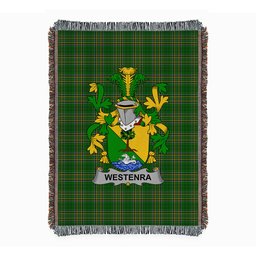 ScotsTee Shop Irish Westenra Clan Coat of Arms Irish Tartan Woven Blanket