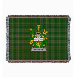 ScotsTee Shop Irish Mullady or O'Mullady Clan Coat of Arms Irish Tartan Woven Blanket