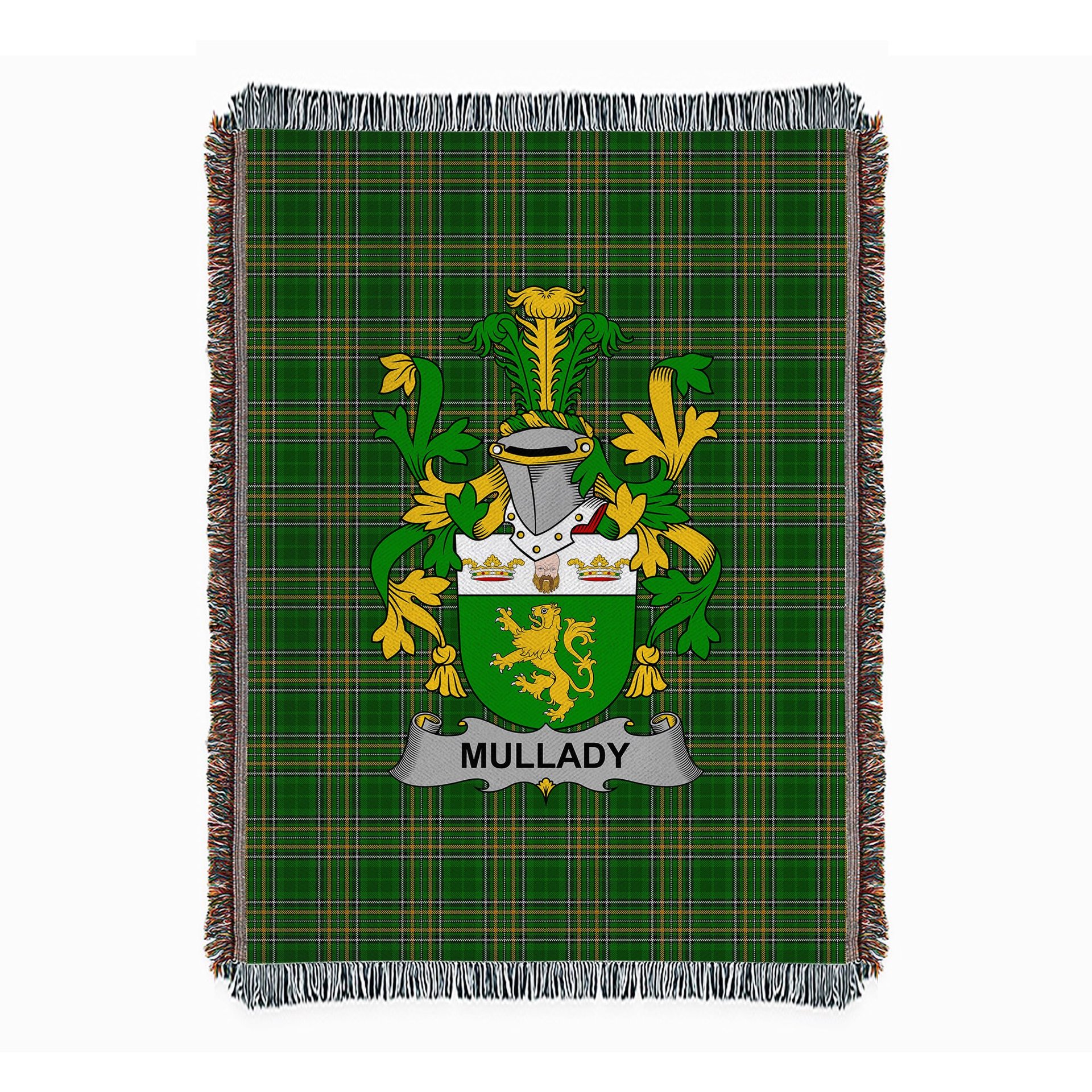 ScotsTee Shop Irish Mullady or O'Mullady Clan Coat of Arms Irish Tartan Woven Blanket