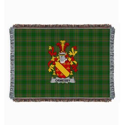 ScotsTee Shop Irish Ormesby Clan Coat of Arms Irish Tartan Woven Blanket