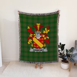 ScotsTee Shop Irish Ormesby Clan Coat of Arms Irish Tartan Woven Blanket
