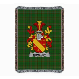 ScotsTee Shop Irish Ormesby Clan Coat of Arms Irish Tartan Woven Blanket