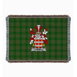 ScotsTee Shop Irish Tyrrell or Terrell Clan Coat of Arms Irish Tartan Woven Blanket