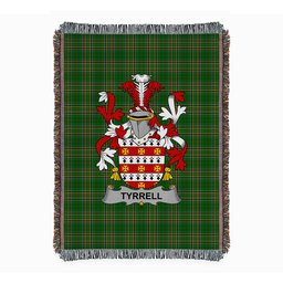 ScotsTee Shop Irish Tyrrell or Terrell Clan Coat of Arms Irish Tartan Woven Blanket