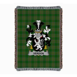 ScotsTee Shop Irish Verdon Clan Coat of Arms Irish Tartan Woven Blanket