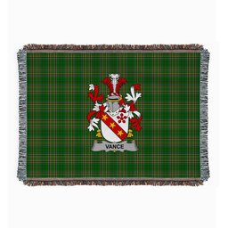 ScotsTee Shop Irish Vance Clan Coat of Arms Irish Tartan Woven Blanket