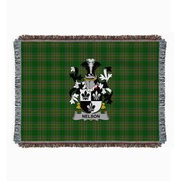 ScotsTee Shop Irish Nelson or Nealson Clan Coat of Arms Irish Tartan Woven Blanket