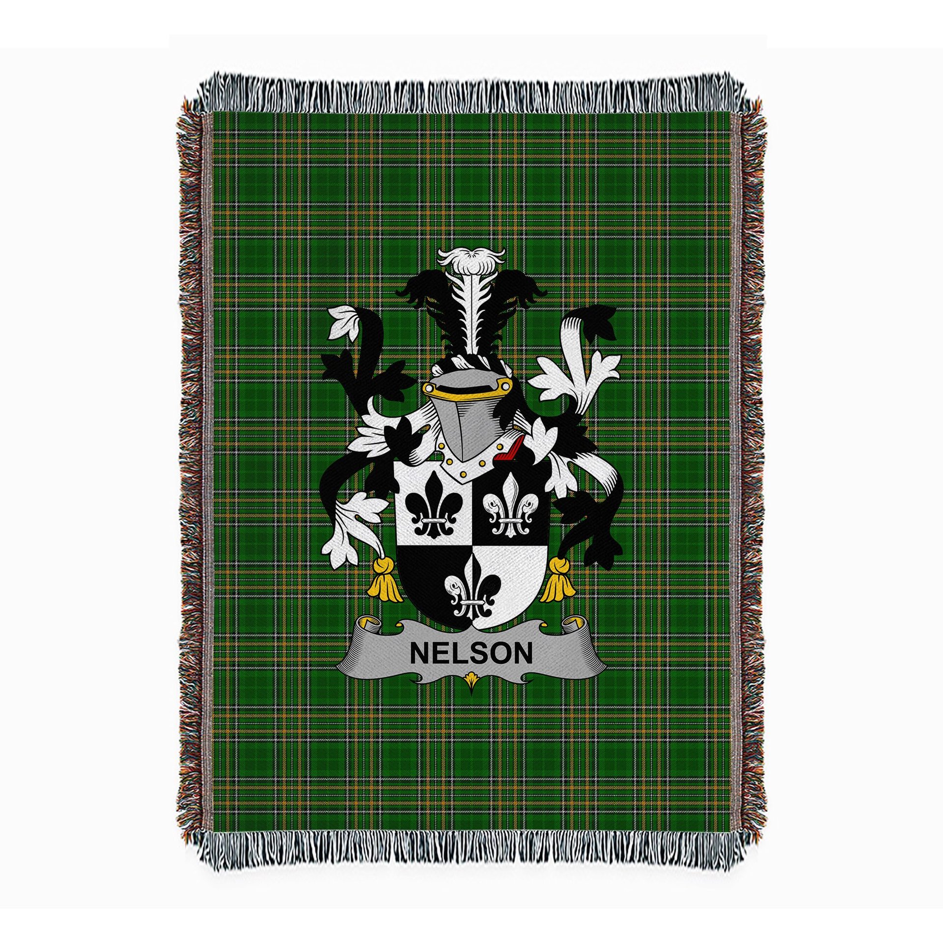 ScotsTee Shop Irish Nelson or Nealson Clan Coat of Arms Irish Tartan Woven Blanket