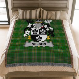 ScotsTee Shop Irish Nelson or Nealson Clan Coat of Arms Irish Tartan Woven Blanket