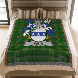 ScotsTee Shop Irish Weir or McWeir Clan Coat of Arms Irish Tartan Woven Blanket