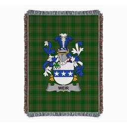 ScotsTee Shop Irish Weir or McWeir Clan Coat of Arms Irish Tartan Woven Blanket
