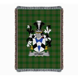 ScotsTee Shop Irish Otway Clan Coat of Arms Irish Tartan Woven Blanket