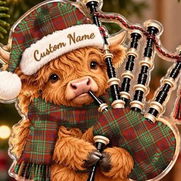 ScotsTee Shop Scottish Macgillivray Hunting Ancient Tartan Highland Cow Bagpiper Christmas Ornament