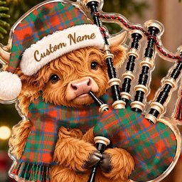 ScotsTee Shop Scottish Mackintosh Ancient Tartan Highland Cow Bagpiper Christmas Ornament